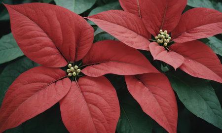 Poinsettia, Christmas Star, Euphorbia pulcherrimaの写真素材