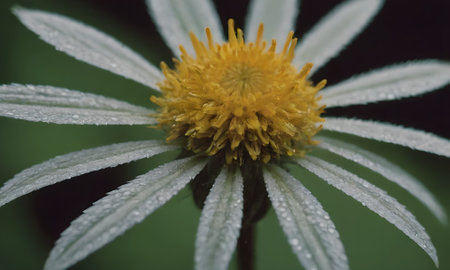 Flower of a daisy with dew drops on petalsの写真素材