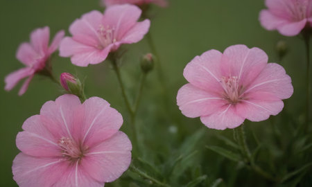 Pink flowers in the garden. Nature background. Soft focus. Shallow depth of field.の写真素材