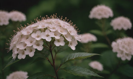 Viburnum opulus white flowers in the summer garden.の写真素材