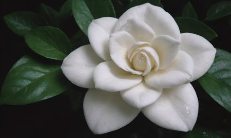 Camellia flower on black backgroundの写真素材