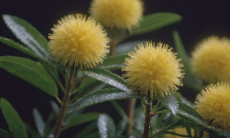 Yellow flowers of Acacia auriculata, Acacia auriculataの写真素材