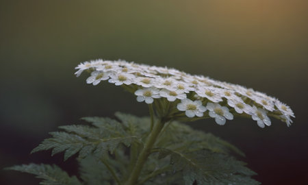 Close up of a white yarrow (Achillea millefolium) flowerの写真素材