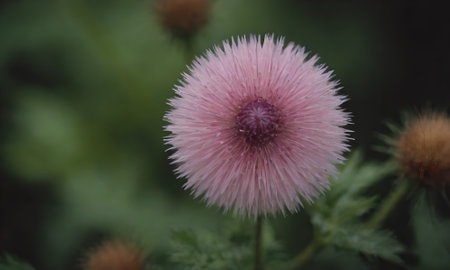 Flower of a thistle in the garden, close-upの写真素材