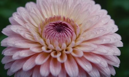 Pink chrysanthemum with dew drops on petalsの写真素材