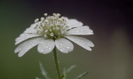 White flower with raindrops on the petals. Macro photography.の写真素材