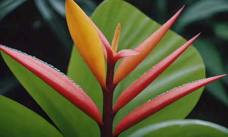 Bird of paradise flower, Strelitzia reginae.の写真素材