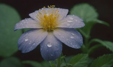 Flower with water droplets, close-up macro photography.の写真素材
