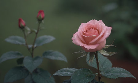 pink rose in the garden with natural background,vintage toneの写真素材