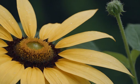 Close up of a yellow rudbeckia flower in bloom during summerの写真素材