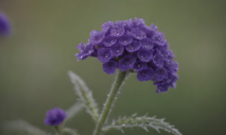 Verbena flowers with water drops in the morning dew.の写真素材