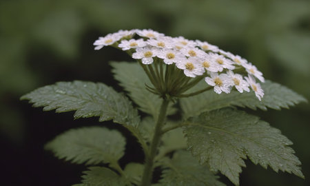 White flowers of yarrow (Achillea millefolium)の写真素材