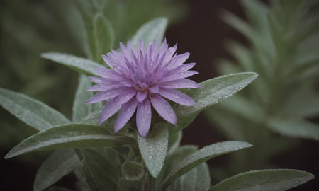 purple flower in the garden. vintage style. soft focus.の写真素材