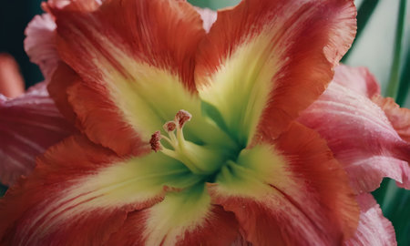 Beautiful lily flower in the garden. Close-up.の写真素材