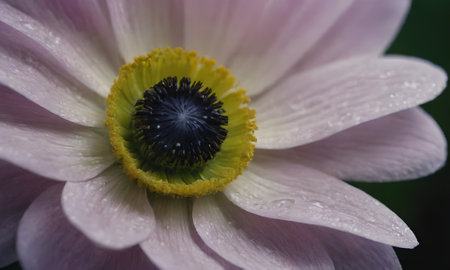 pink daisy flower with raindrops on petals close upの写真素材