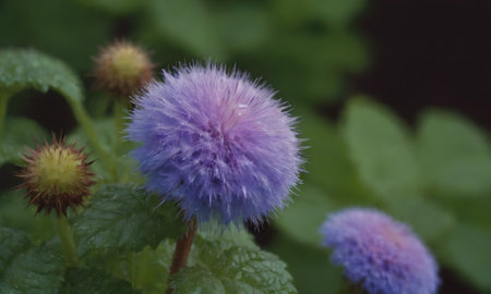 purple flower in the garden with blur background, soft focus.の写真素材