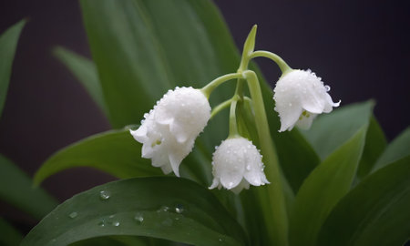 Lily of the valley - Convallaria majalis, water dropsの写真素材