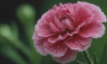 Pink carnation flower on a green background, close-up.の写真素材