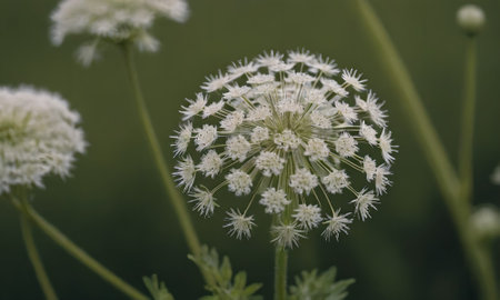 Flower of a white wild onion (Allium giganteum)の写真素材