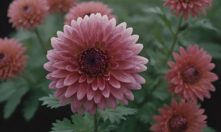 Beautiful pink chrysanthemum flowers in the garden.の写真素材
