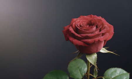 red rose on black background with copy space for your text or imageの写真素材