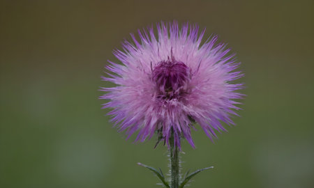 Purple flower of thistle (Cirsium vulgare)の写真素材