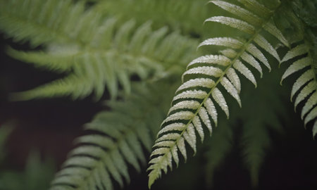Close up of green fern leaves in the forest. Nature backgroundの写真素材