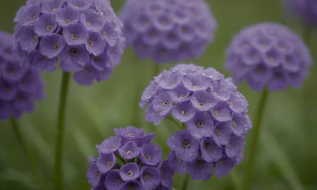 Purple hydrangea flowers with water drops on petals