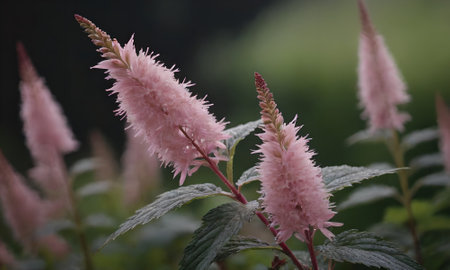 pink flowers in the garden, beautiful nature scene with blooming flowersの写真素材