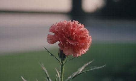 Carnation flower in the garden, soft focus, vintage toneの写真素材