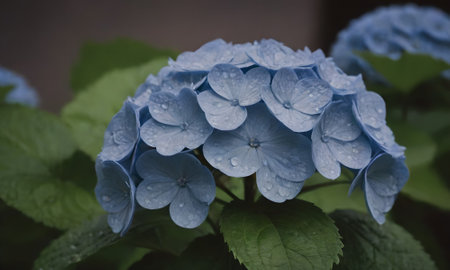 Hydrangea macrophylla. Blue hydrangea flowers.の写真素材