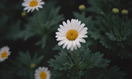 White daisy flower blooming in the garden, vintage tone.の写真素材