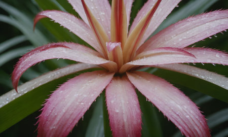 Beautiful flower with raindrops on the petals in the gardenの写真素材