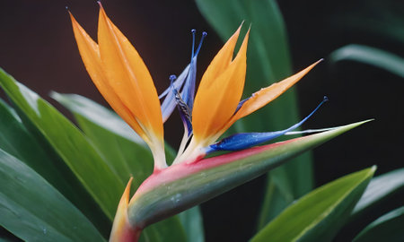 Bird of paradise flower, Strelitzia reginae.の写真素材