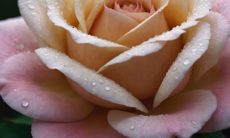 Beautiful pink rose with dew drops close-up macro photographyの写真素材