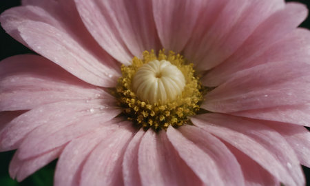 Close up of a pink daisy with water drops on petalsの写真素材
