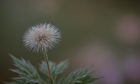 Macro shot of a dandelion flower in the forest.の写真素材
