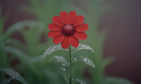 Beautiful red zinnia flower in the garden with blurred backgroundの写真素材