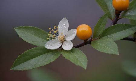 Flower of a hawthorn (Pyracantha coccinea)の写真素材
