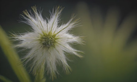 Macro shot of a white flower on a blurred green background.の写真素材