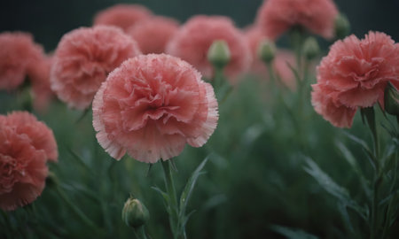Beautiful pink carnation flowers blooming in the garden, stock photoの写真素材