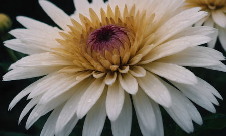 Close up of white chrysanthemum flower in the gardenの写真素材