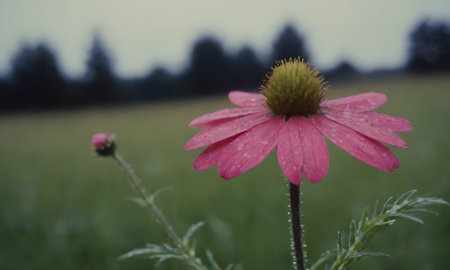 Echinacea purpurea, pink flower in the meadowの写真素材