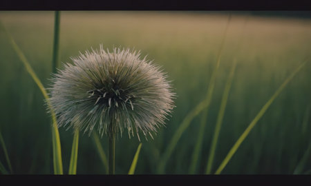 dandelion flower in the green field with filter effect retro vintage styleの写真素材