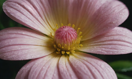 Close-up of a pink daisy flower with water dropletsの写真素材