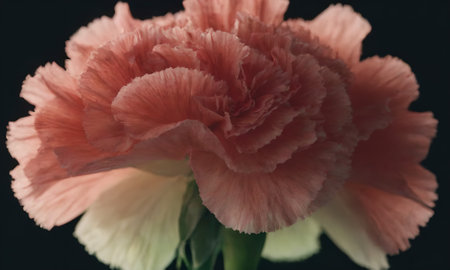 Close up of pink carnation flower on black background, vintage toneの写真素材