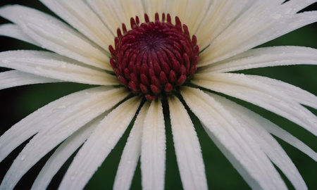 White chrysanthemum with dew drops on petalsの写真素材