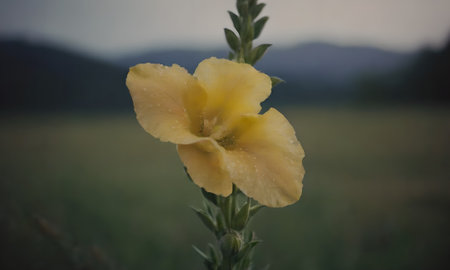 Yellow flower on a meadow in the mountains, close-upの写真素材