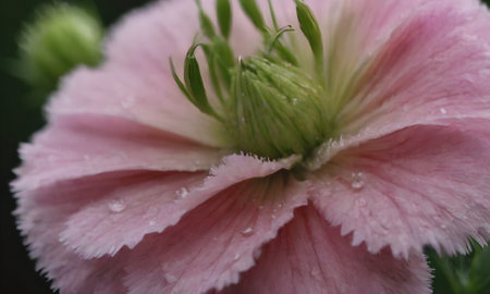 Close up of pink carnation flower with water drops on petalsの写真素材