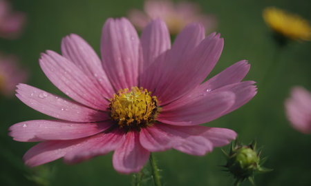 Cosmos flower in the garden,closeup of pink cosmos flowerの写真素材